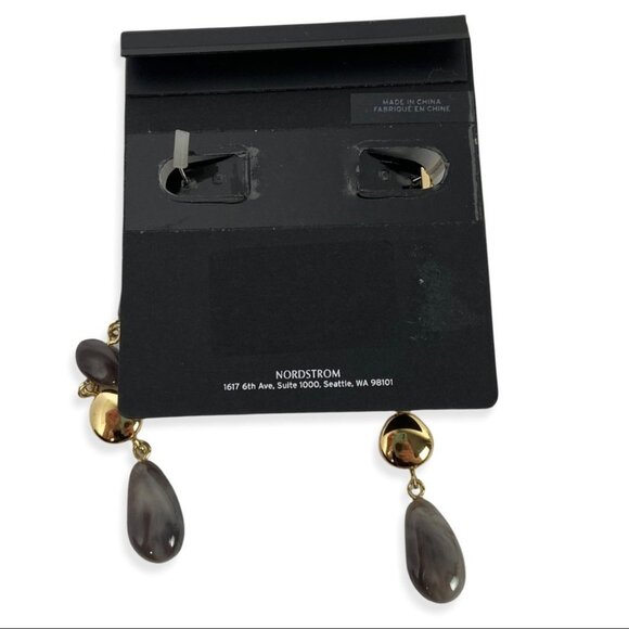 NWT Nordstrom Halogen Stone Dangle Earrings Bohemian Gold New With Tags Drop New - Picture 2 of 2